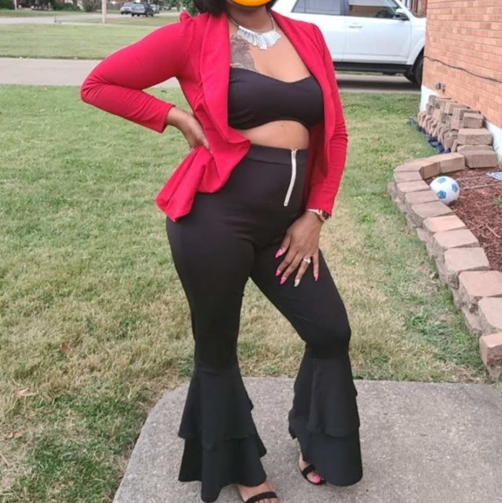 Flare pants with a tube top